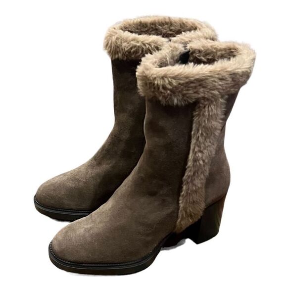 Aquatalia Brown Suede Shearling Boot Made in Italy NWOB Size 8 1/2 - Picture 4 of 8